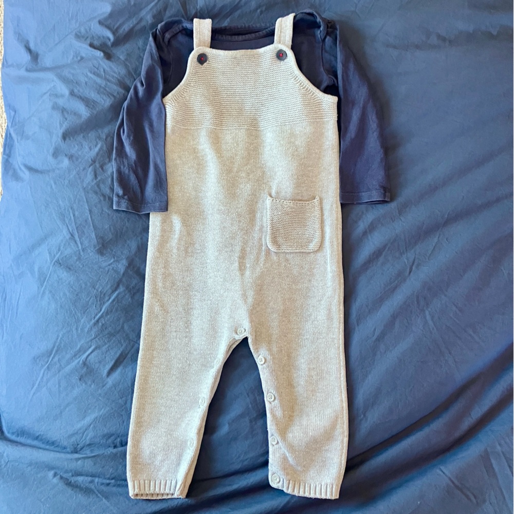 Little White Company Knit Overalls - Size 12-18m